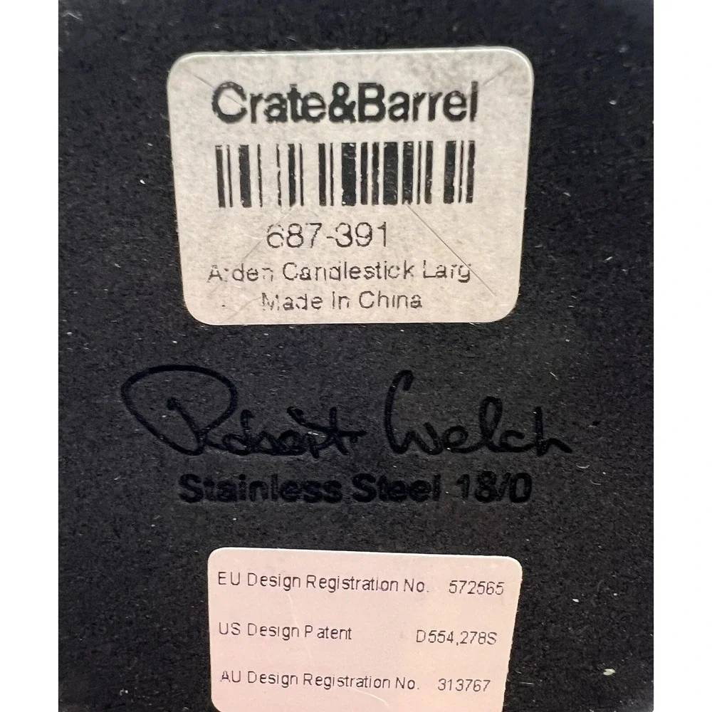 Set of 3 Crate and Barrel Arden Stainless Steel 18/0 Candlesticks Robert Welch